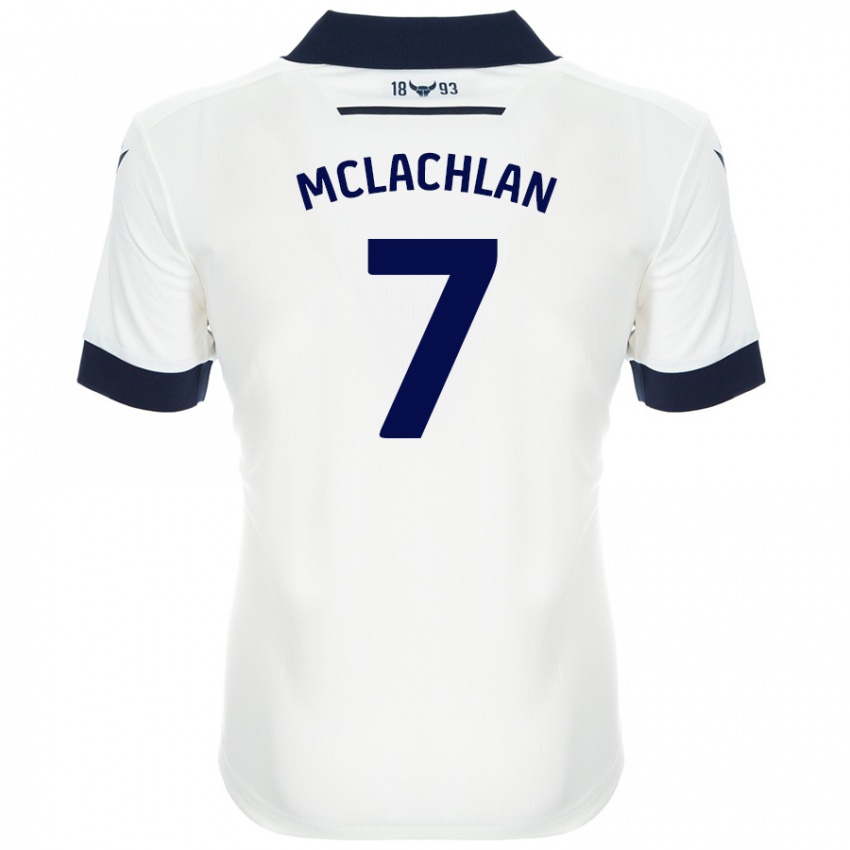 Femme Maillot Daisy Mclachlan #7 Blanc Bleu Marine Tenues Extérieur 2024/25 T-Shirt Belgique