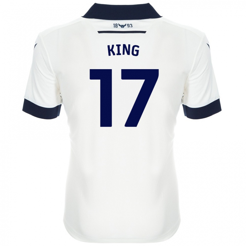 Femme Maillot Sarah King #17 Blanc Bleu Marine Tenues Extérieur 2024/25 T-Shirt Belgique