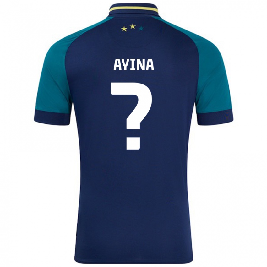 Dames Loick Ayina #0 Marineblauw Donkergroen Uitshirt Uittenue 2024/25 T-Shirt België