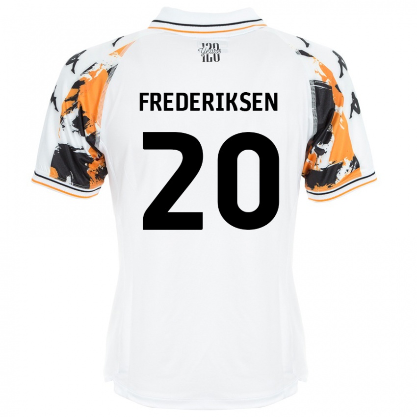 Femme Maillot Abbey Frederiksen #20 Blanc Tenues Extérieur 2024/25 T-Shirt Belgique