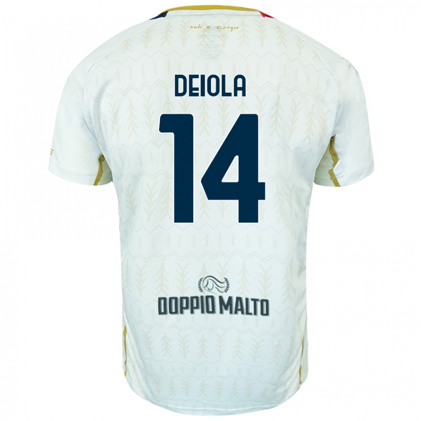 Femme Maillot Alessandro Deiola #14 Blanc Tenues Extérieur 2024/25 T-Shirt Belgique