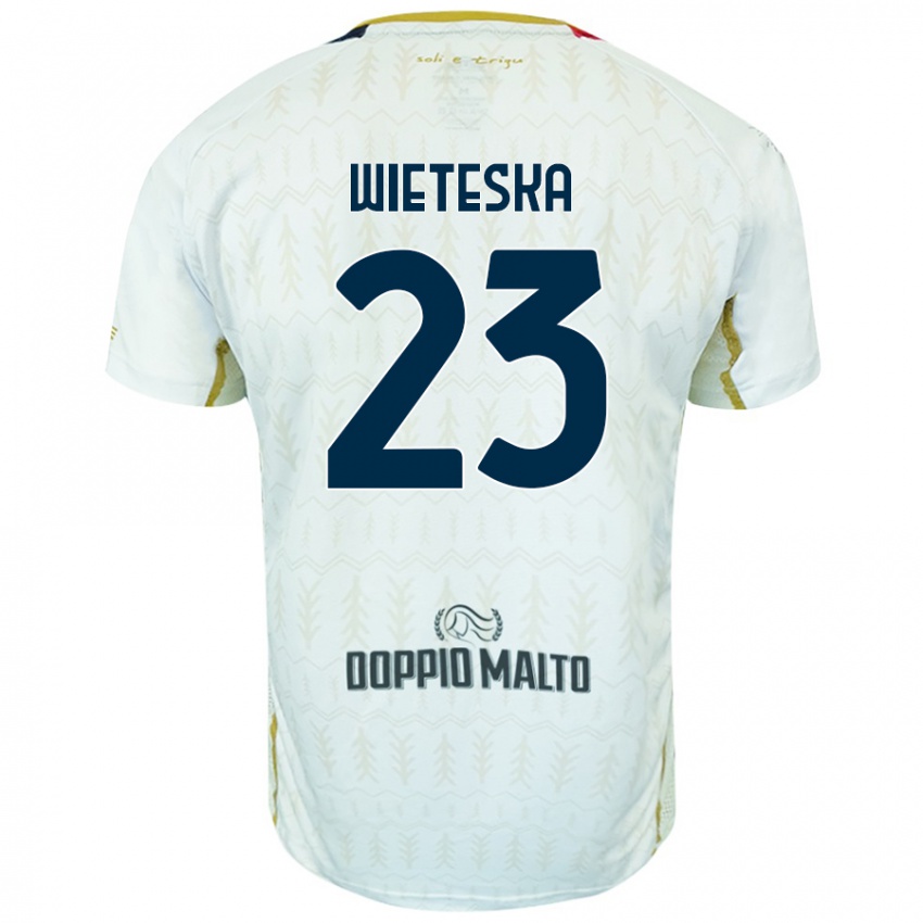 Femme Maillot Mateusz Wieteska #23 Blanc Tenues Extérieur 2024/25 T-Shirt Belgique