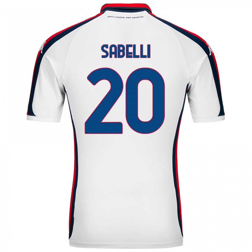 Femme Maillot Stefano Sabelli #20 Blanc Tenues Extérieur 2024/25 T-Shirt Belgique