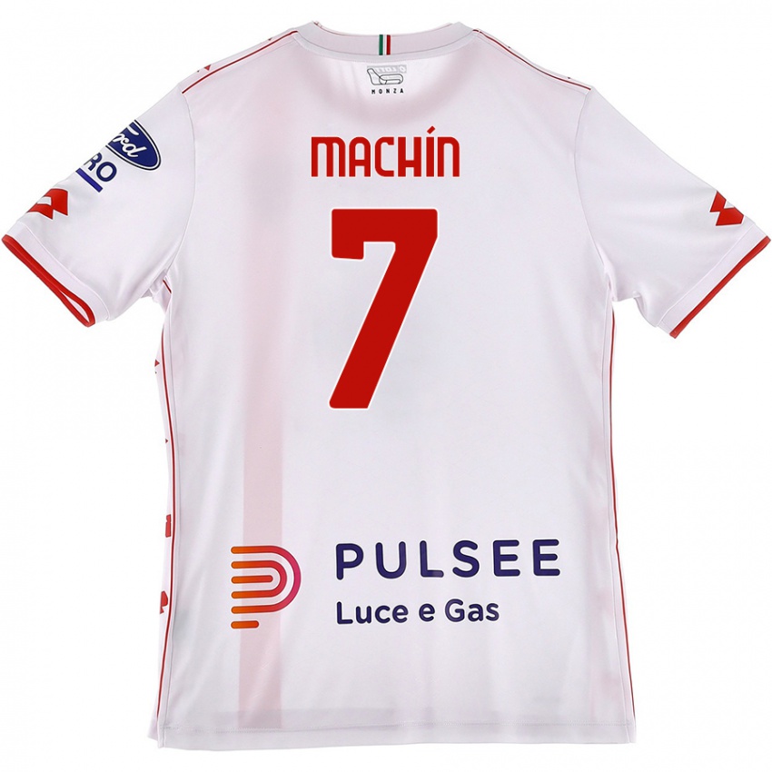 Femme Maillot José Machín #7 Blanc Rouge Tenues Extérieur 2024/25 T-Shirt Belgique