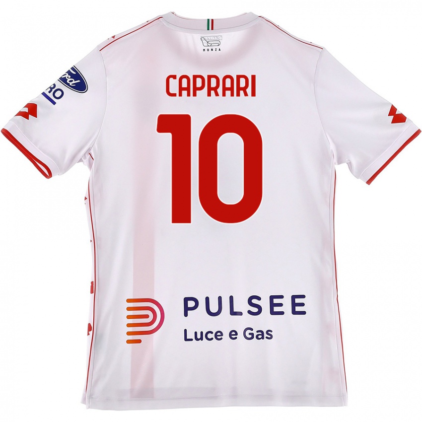 Femme Maillot Gianluca Caprari #10 Blanc Rouge Tenues Extérieur 2024/25 T-Shirt Belgique