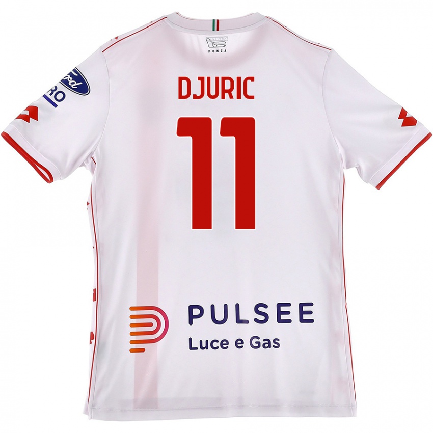 Femme Maillot Milan Djuric #11 Blanc Rouge Tenues Extérieur 2024/25 T-Shirt Belgique