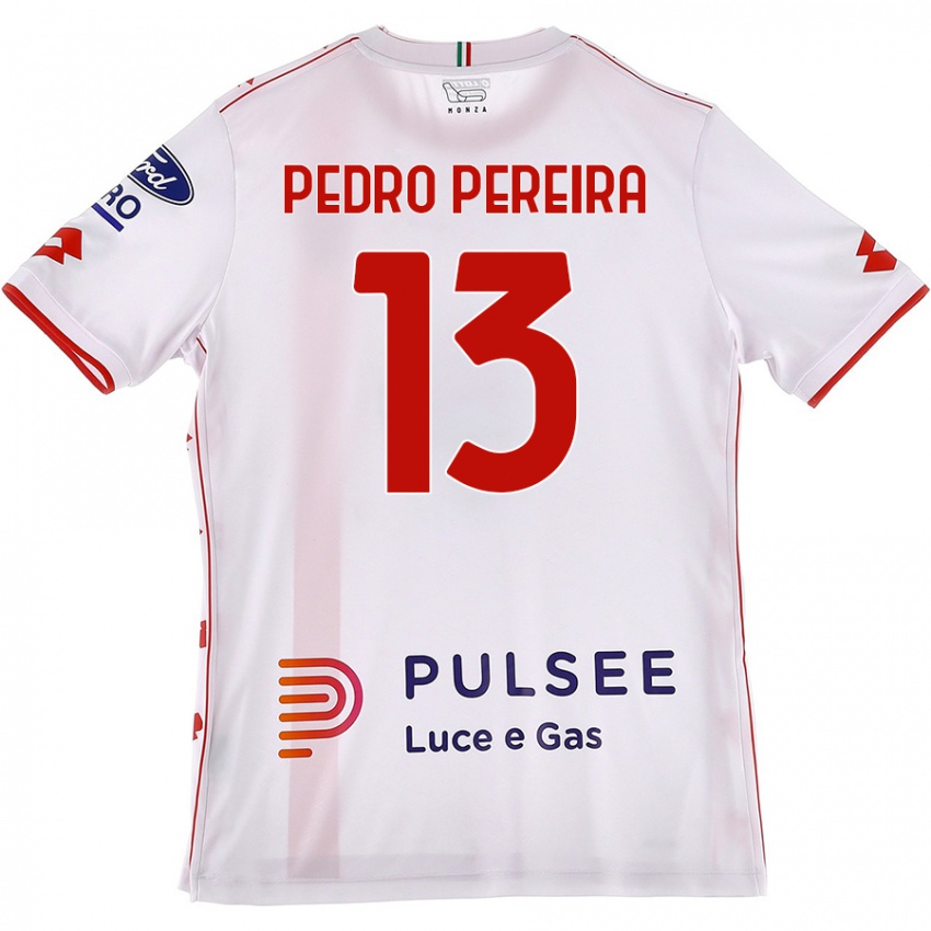 Femme Maillot Pedro Pereira #13 Blanc Rouge Tenues Extérieur 2024/25 T-Shirt Belgique