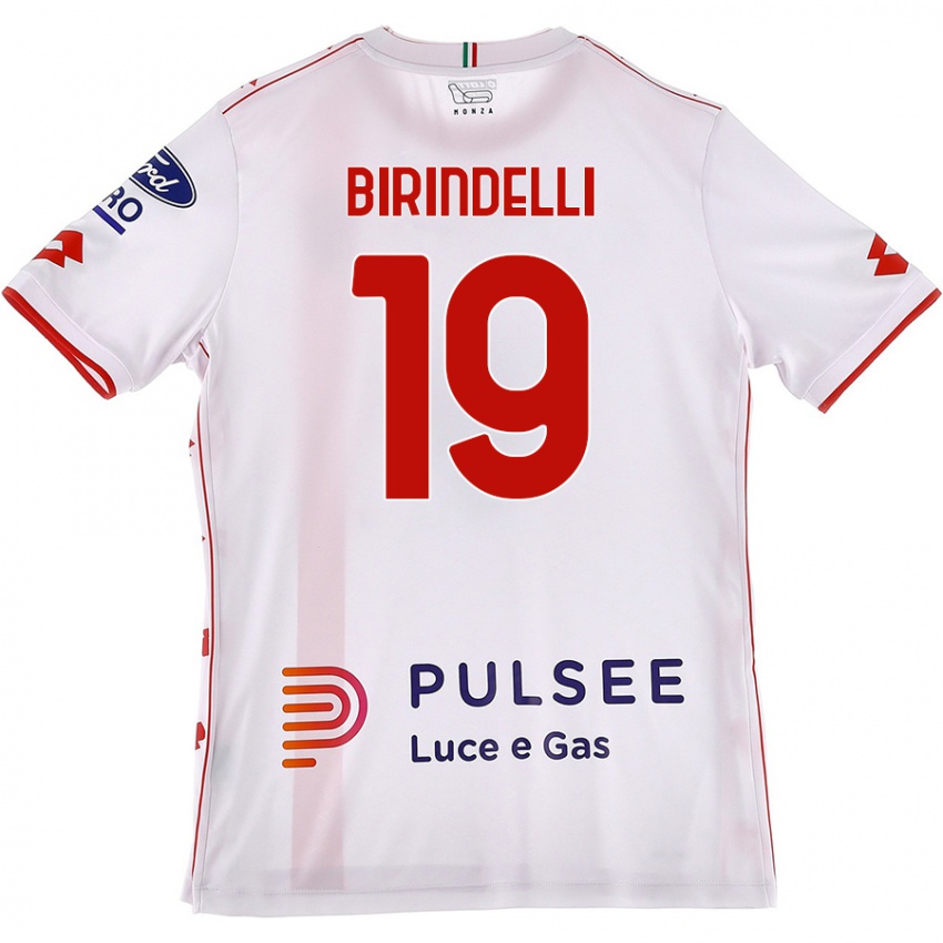 Femme Maillot Samuele Birindelli #19 Blanc Rouge Tenues Extérieur 2024/25 T-Shirt Belgique