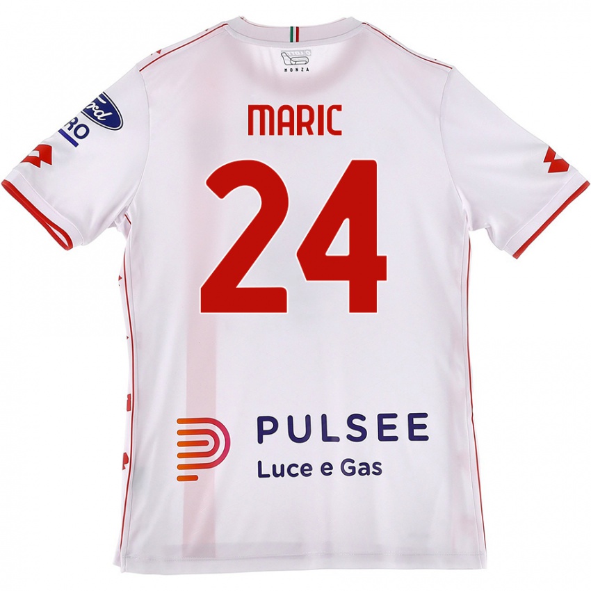 Femme Maillot Mirko Maric #24 Blanc Rouge Tenues Extérieur 2024/25 T-Shirt Belgique