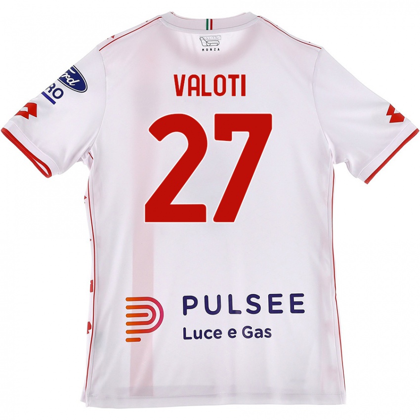 Femme Maillot Mattia Valoti #27 Blanc Rouge Tenues Extérieur 2024/25 T-Shirt Belgique