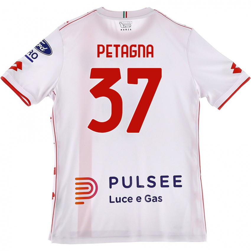 Femme Maillot Andrea Petagna #37 Blanc Rouge Tenues Extérieur 2024/25 T-Shirt Belgique