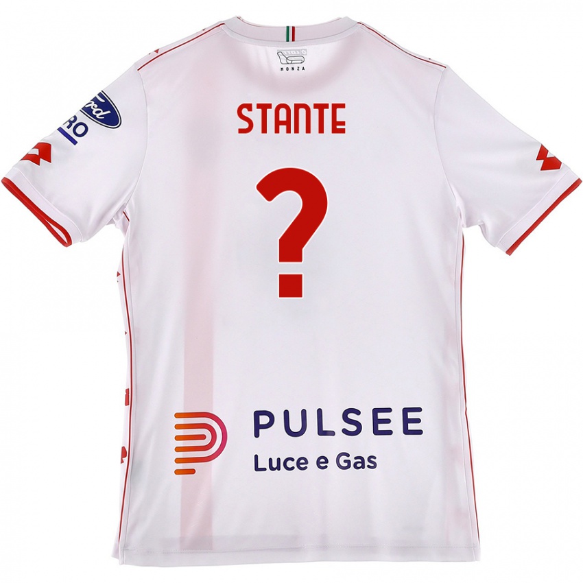 Femme Maillot Edoardo Stante #0 Blanc Rouge Tenues Extérieur 2024/25 T-Shirt Belgique