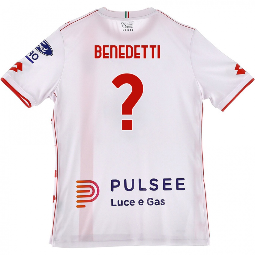 Femme Maillot Elia Benedetti #0 Blanc Rouge Tenues Extérieur 2024/25 T-Shirt Belgique