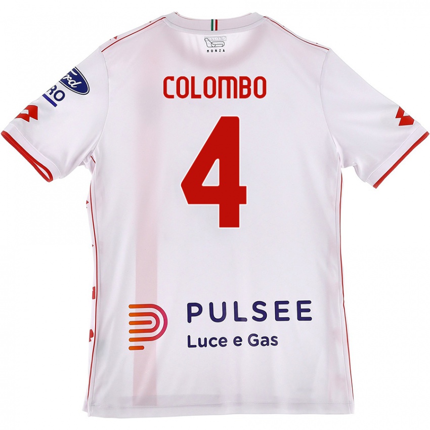 Femme Maillot Leonardo Colombo #4 Blanc Rouge Tenues Extérieur 2024/25 T-Shirt Belgique