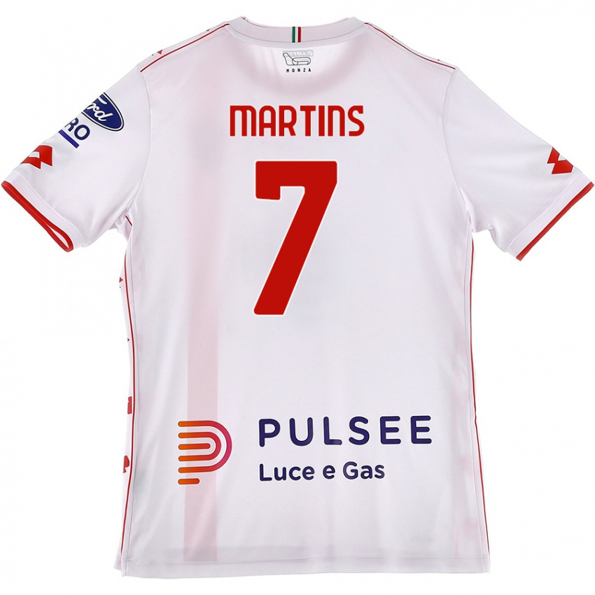 Femme Maillot Kevin Martins #7 Blanc Rouge Tenues Extérieur 2024/25 T-Shirt Belgique