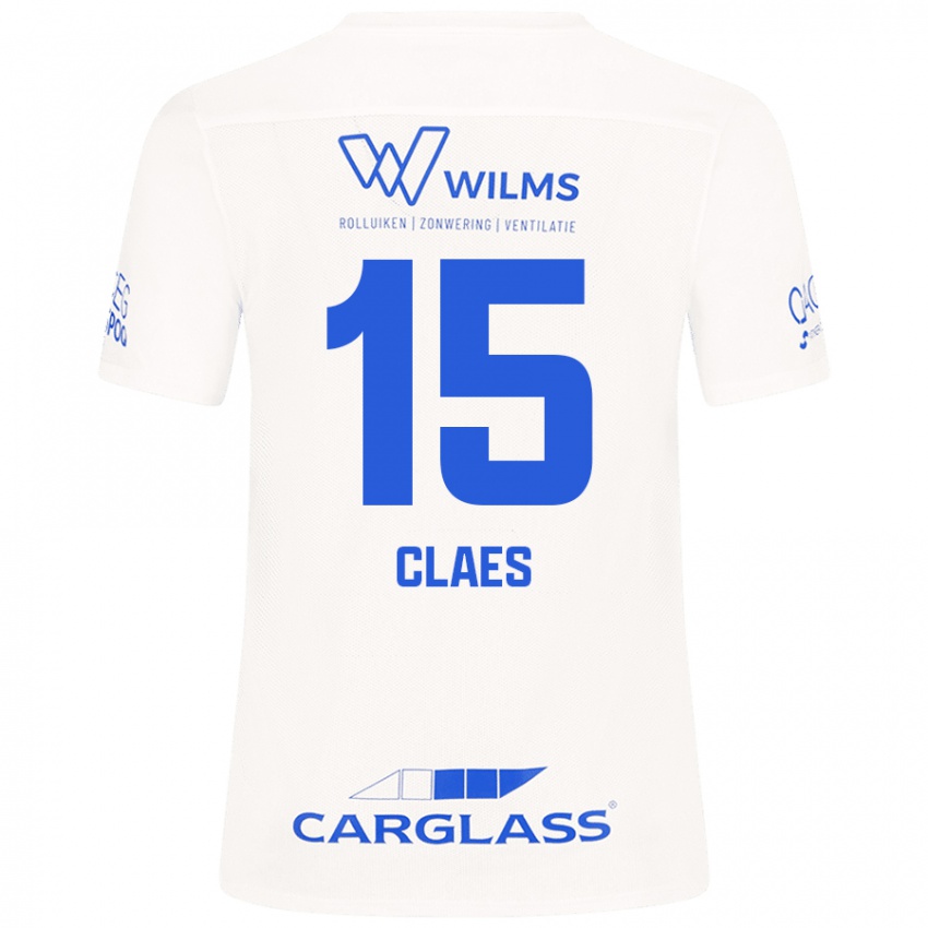 Femme Maillot Thomas Claes #15 Blanc Tenues Extérieur 2024/25 T-Shirt Belgique