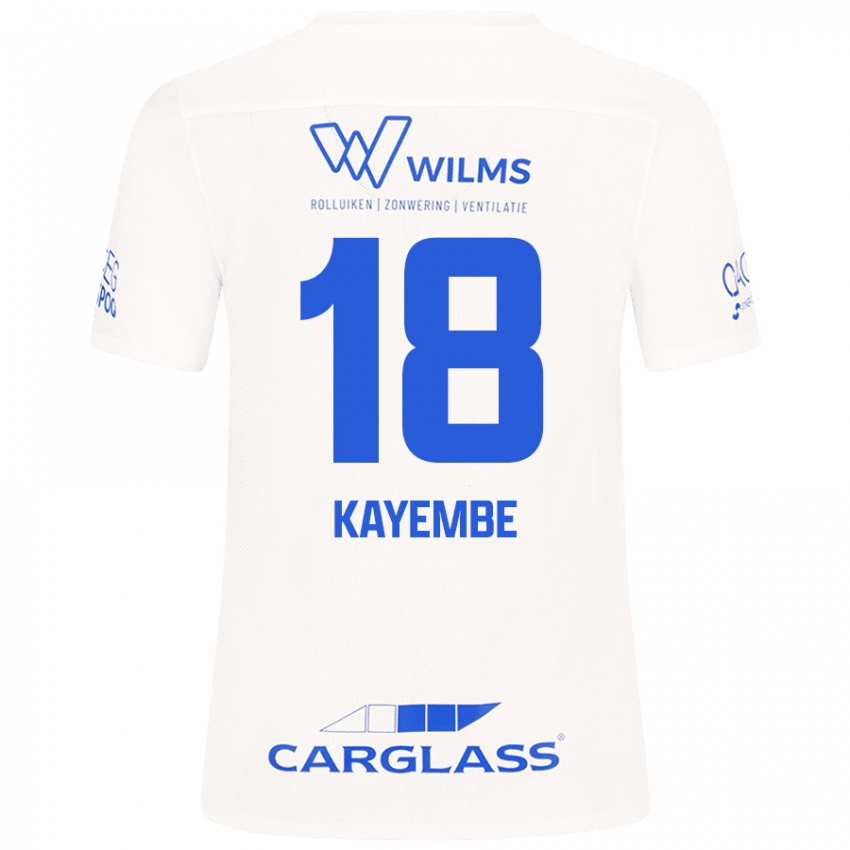 Femme Maillot Joris Kayembe #18 Blanc Tenues Extérieur 2024/25 T-Shirt Belgique