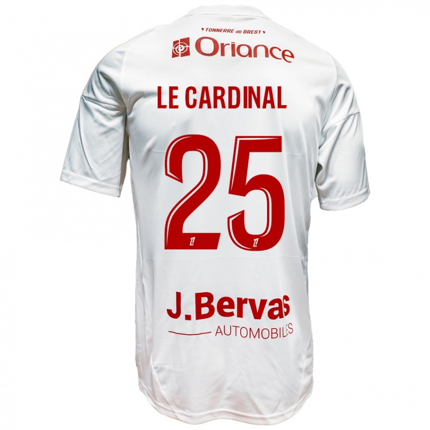 Femme Maillot Julien Le Cardinal #25 Blanc Rouge Tenues Extérieur 2024/25 T-Shirt Belgique