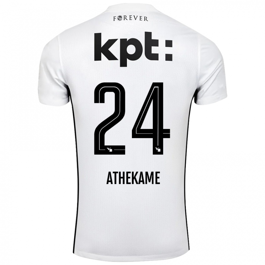 Femme Maillot Zachary Athekame #24 Blanc Noir Tenues Extérieur 2024/25 T-Shirt Belgique