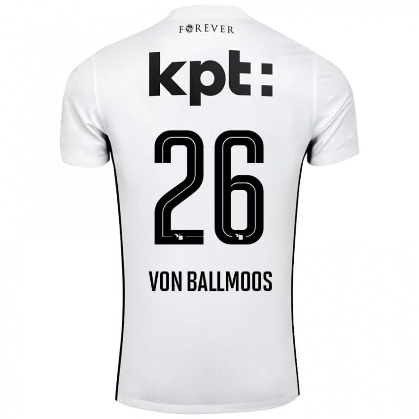 Femme Maillot David Von Ballmoos #26 Blanc Noir Tenues Extérieur 2024/25 T-Shirt Belgique