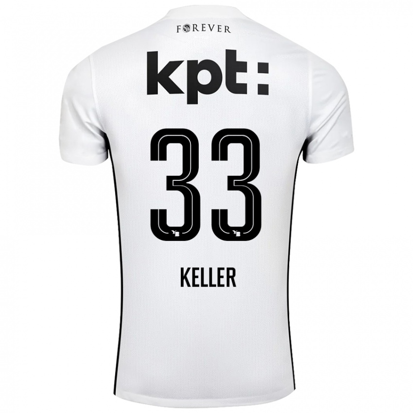 Femme Maillot Marvin Keller #33 Blanc Noir Tenues Extérieur 2024/25 T-Shirt Belgique