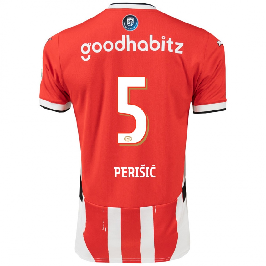 Kinder Ivan Perisic #5 Rot Weiß Heimtrikot Trikot 2024/25 T-Shirt Belgien