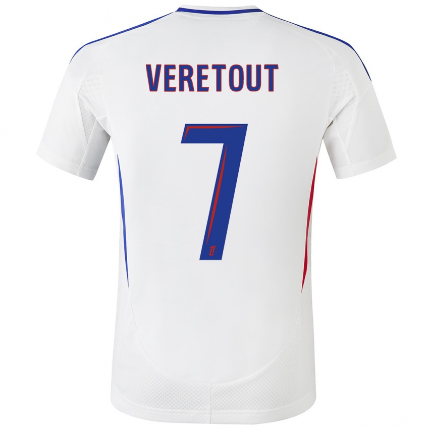 Enfant Maillot Jordan Veretout #7 Blanc Bleu Tenues Domicile 2024/25 T-Shirt Belgique