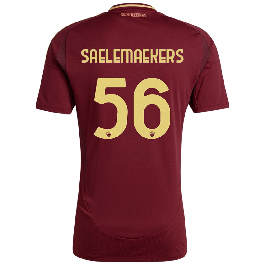 Kinderen Alexis Saelemaekers #56 Rood Bruin Goud Thuisshirt Thuistenue 2024/25 T-Shirt België