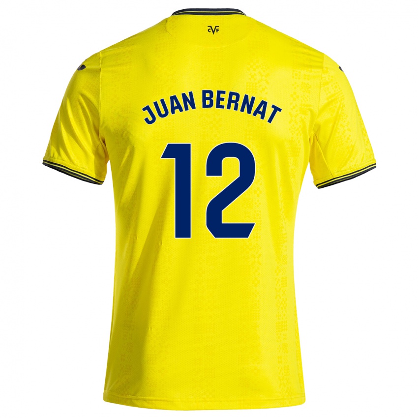 Kinderen Juan Bernat #12 Geel Zwart Thuisshirt Thuistenue 2024/25 T-Shirt België