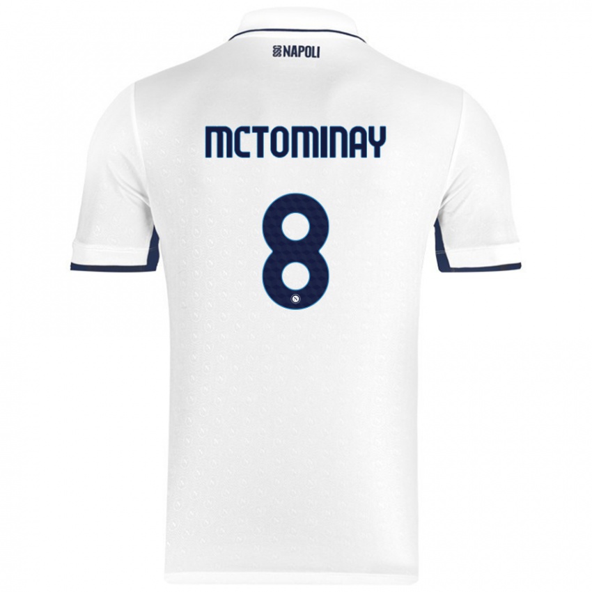 Kinderen Scott Mctominay #8 Wit Koningsblauw Uitshirt Uittenue 2024/25 T-Shirt België