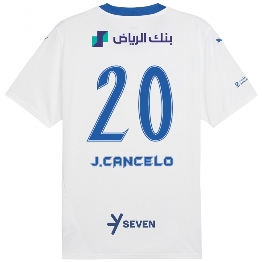 Kinderen Joao Cancelo #20 Wit Blauw Uitshirt Uittenue 2024/25 T-Shirt België