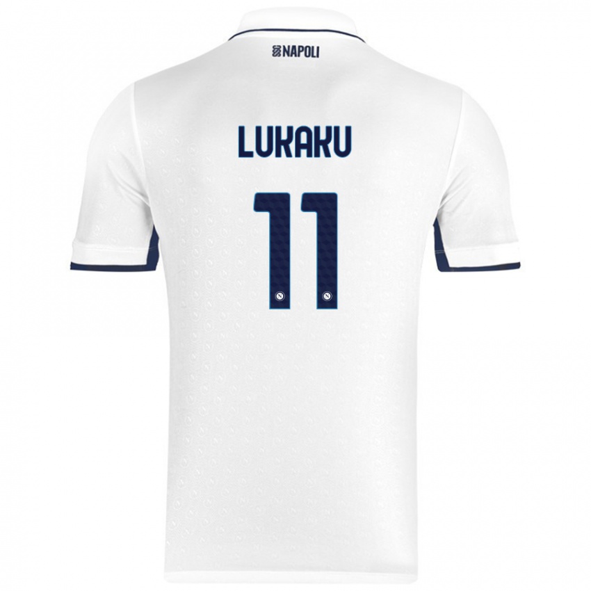 Kinderen Romelu Lukaku #11 Wit Koningsblauw Uitshirt Uittenue 2024/25 T-Shirt België