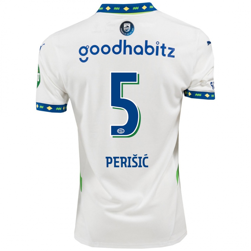 Kinder Ivan Perisic #5 Weiß Dunkelblau Ausweichtrikot Trikot 2024/25 T-Shirt Belgien