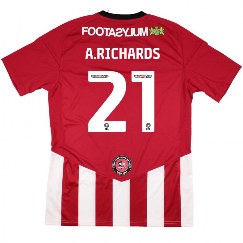 Enfant Maillot Amani Richards #21 Rouge Blanc Tenues Domicile 2024/25 T-Shirt Belgique