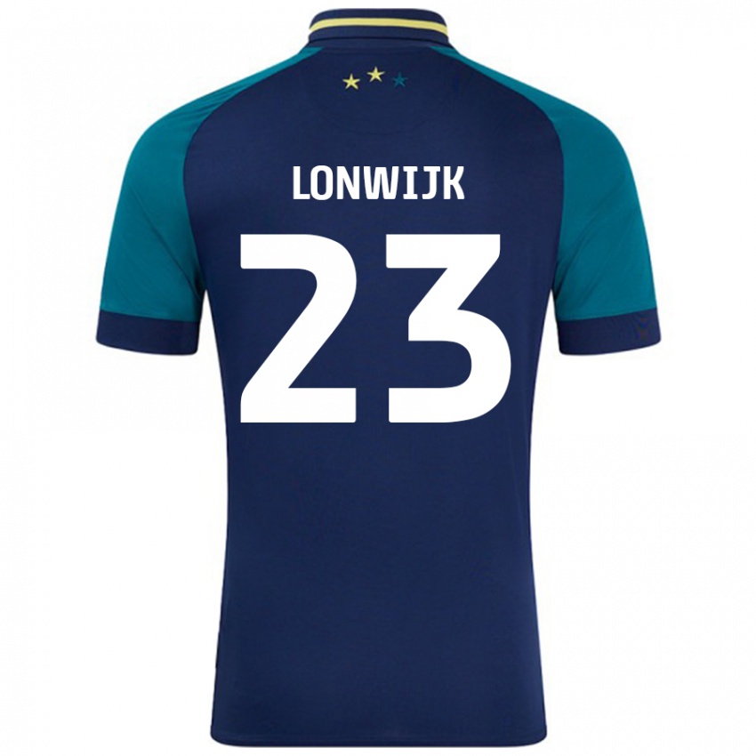 Kinderen Nigel Lonwijk #23 Marineblauw Donkergroen Uitshirt Uittenue 2024/25 T-Shirt België