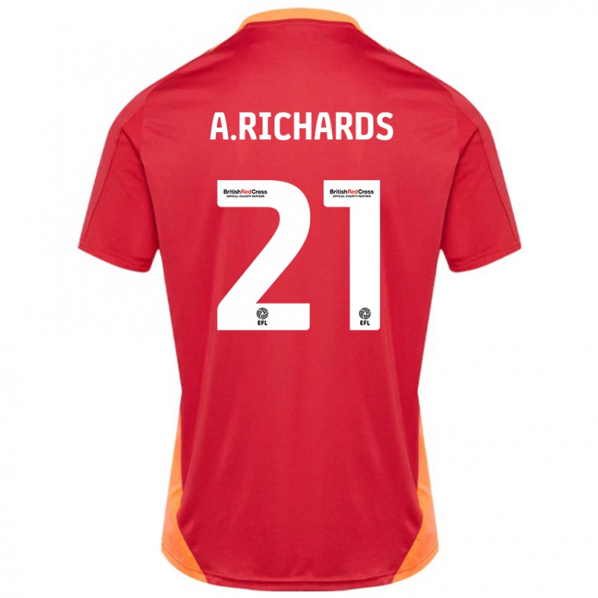 Enfant Maillot Amani Richards #21 Bleu Blanc Cassé Tenues Extérieur 2024/25 T-Shirt Belgique