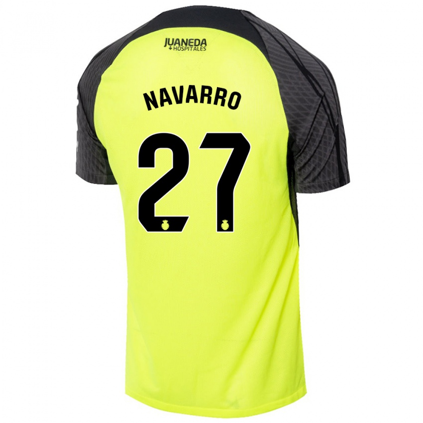 Kinderen Robert Navarro #27 Fluorescerend Groen Zwart Uitshirt Uittenue 2024/25 T-Shirt België