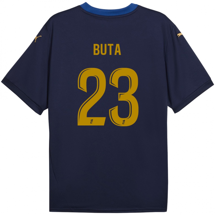 Kinder Aurélio Buta #23 Marineblau Gold Auswärtstrikot Trikot 2024/25 T-Shirt Belgien