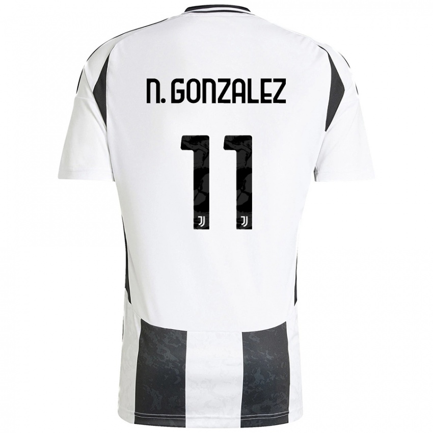 Kinderen Nicolás González #11 Wit Zwart Thuisshirt Thuistenue 2024/25 T-Shirt België