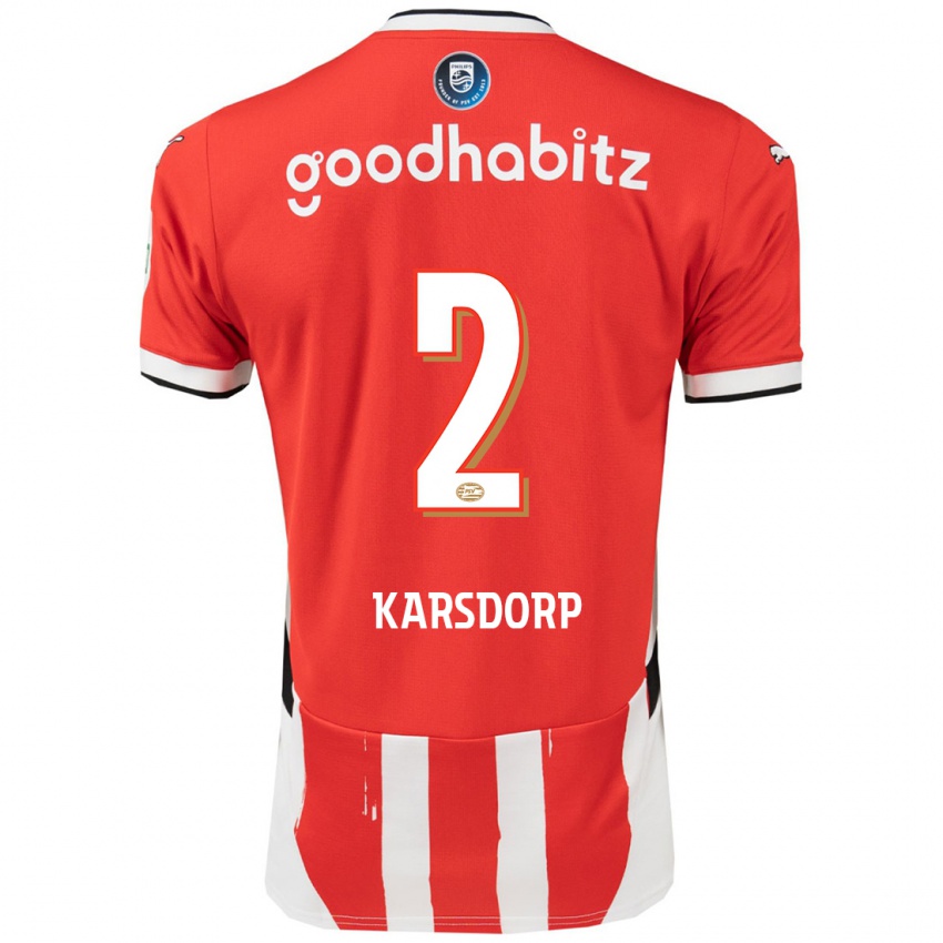 Kinder Rick Karsdorp #2 Rot Weiß Heimtrikot Trikot 2024/25 T-Shirt Belgien