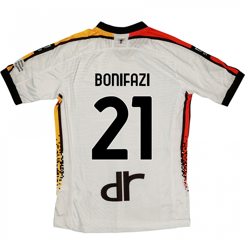 Kinderen Kevin Bonifazi #21 Wit Zwart Uitshirt Uittenue 2024/25 T-Shirt België