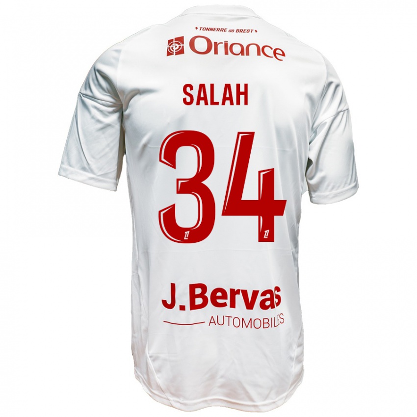 Kinderen Ibrahim Salah #34 Wit Rood Uitshirt Uittenue 2024/25 T-Shirt België