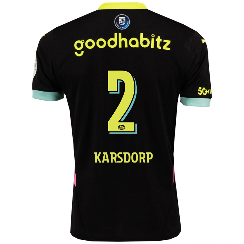 Kinder Rick Karsdorp #2 Schwarz Gelb Auswärtstrikot Trikot 2024/25 T-Shirt Belgien