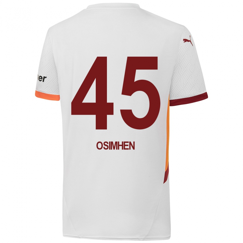 Kinder Victor Osimhen #45 Weiß Gelb Rot Auswärtstrikot Trikot 2024/25 T-Shirt Belgien