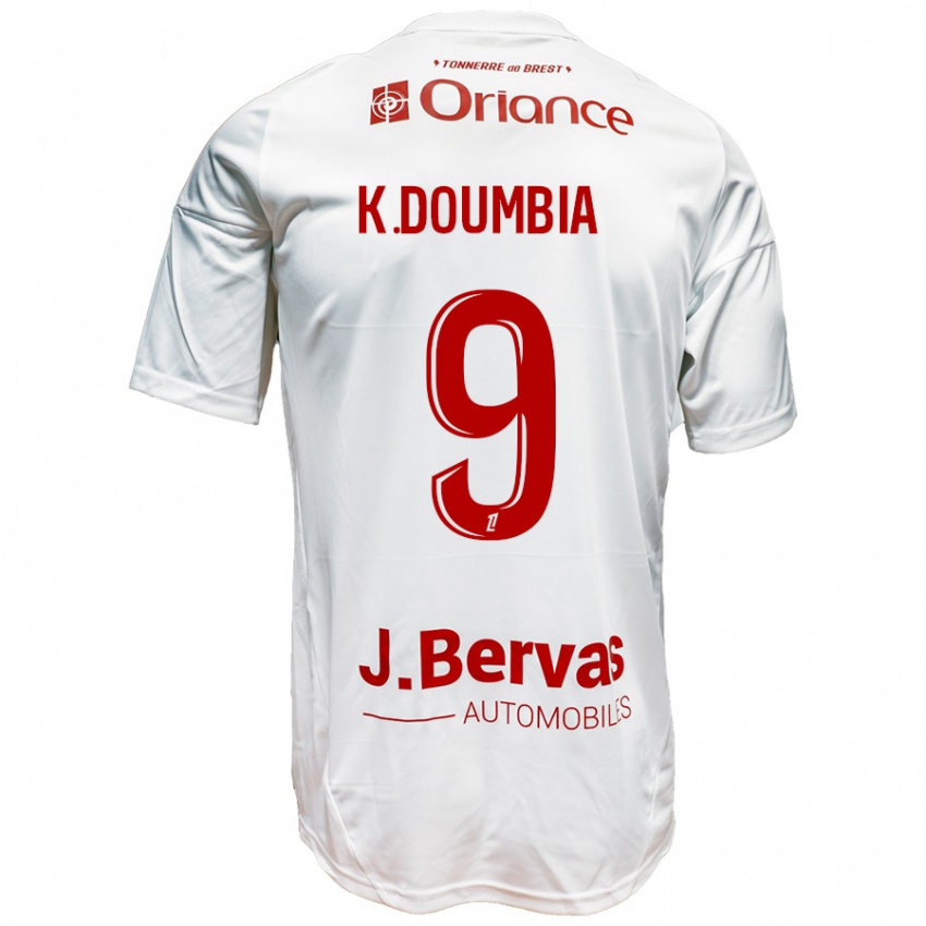 Kinderen Kamory Doumbia #9 Wit Rood Uitshirt Uittenue 2024/25 T-Shirt België