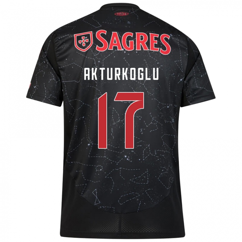 Kinder Kerem Aktürkoğlu #17 Schwarz Rot Auswärtstrikot Trikot 2024/25 T-Shirt Belgien