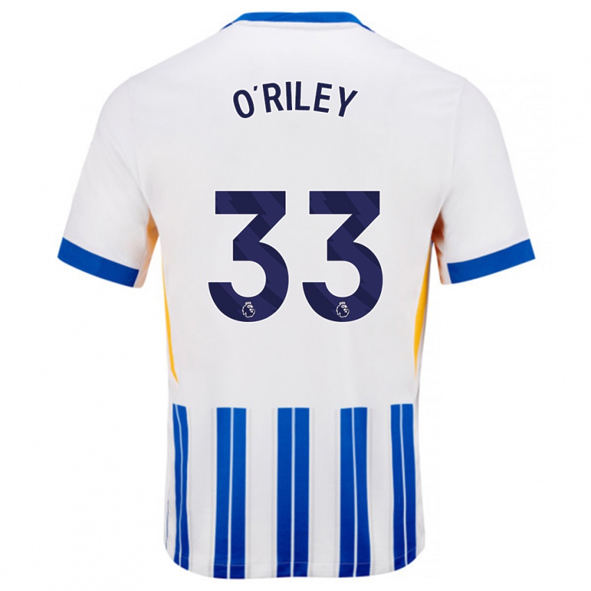 Kinder Matt O'riley #33 Weiß Blaue Nadelstreifen Heimtrikot Trikot 2024/25 T-Shirt Belgien