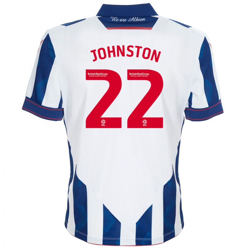 Kinderen Mikey Johnston #22 Wit Donkerblauw Thuisshirt Thuistenue 2024/25 T-Shirt België