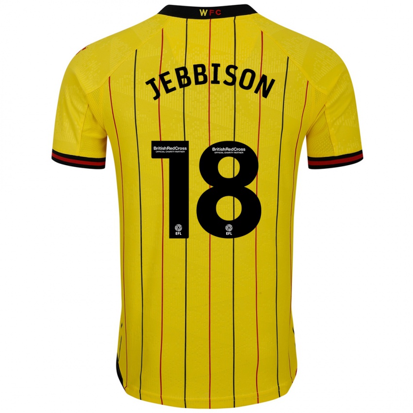 Enfant Maillot Daniel Jebbison #18 Jaune Et Noir Tenues Domicile 2024/25 T-Shirt Belgique