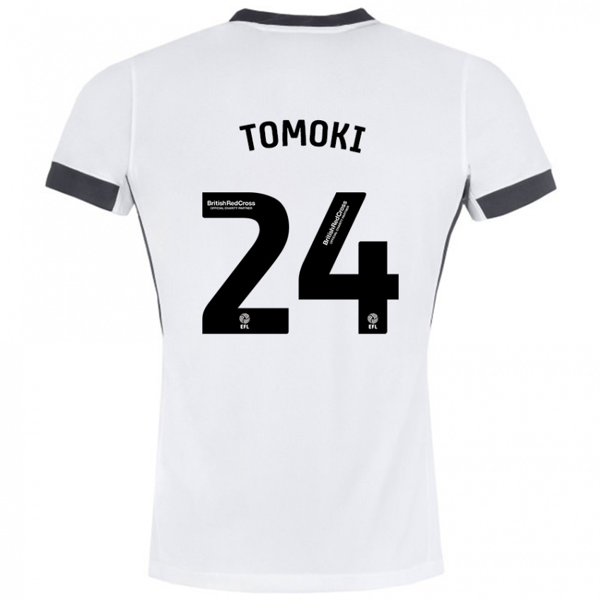 Kinder Tomoki Iwata #24 Weiß Schwarz Auswärtstrikot Trikot 2024/25 T-Shirt Belgien